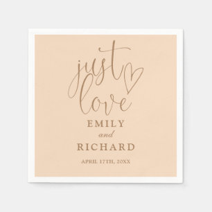 Serviette En Papier Just Love Script Elegant Soft Peach Mariage