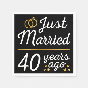 Serviette En Papier Just Married 40 Years Ago II