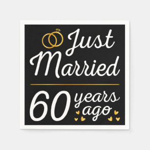Serviette En Papier Just Married 60 Years Ago II