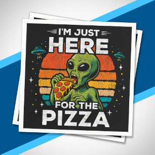 Serviette En Papier Juste ici pour la pizza rétro espace drôle extrate