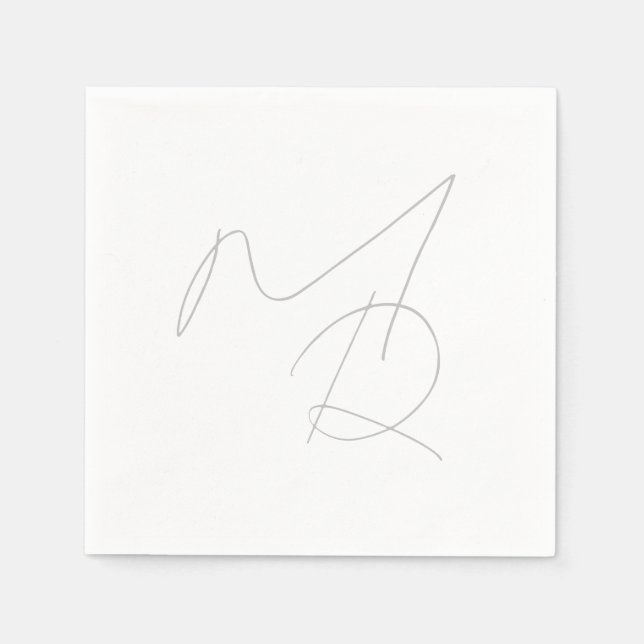 Serviette En Papier Juste les initiales... Monogramme mince simple (Devant)