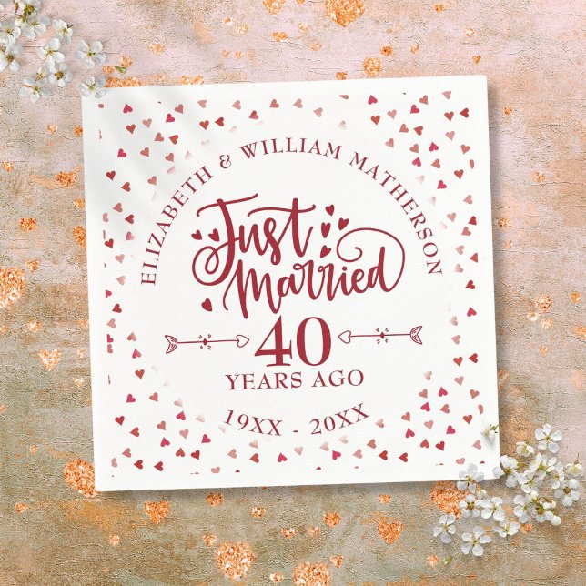 Serviette En Papier Juste marié 40ème anniversaire de Mariage (Just Married 40th Wedding Anniversary Napkins)