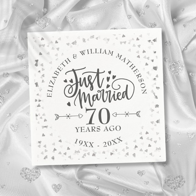 Serviette En Papier Juste marié 70ème anniversaire de Mariage (Just Married 70th Wedding Anniversary Napkins)