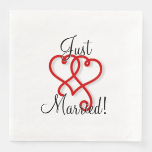 Serviette En Papier Juste marié avec les Coeurs Tourbillonnant liés