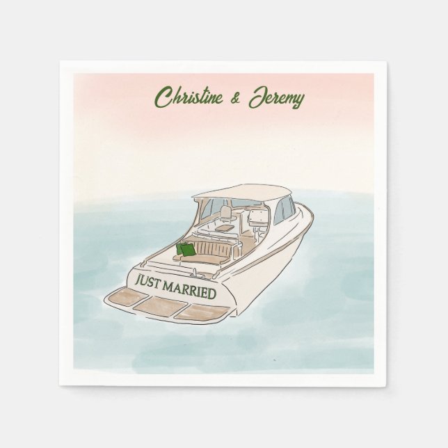Serviette En Papier Juste Marié Boat cocktail (Devant)