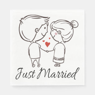 Serviette En Papier Juste marié marié Groom Cartoon Mariage noir