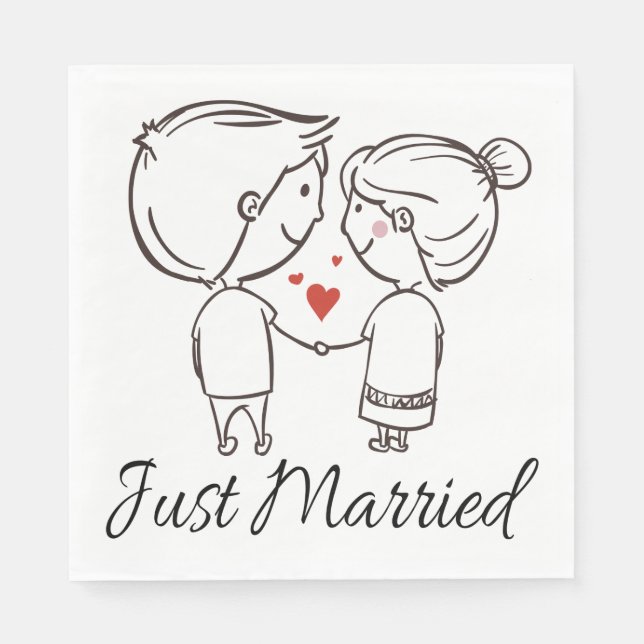 Serviette En Papier Juste marié marié Groom Cartoon Mariage noir (Devant)