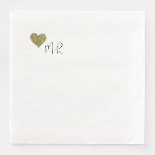 Serviette En Papier Juste un cœur romantique en faux or simple