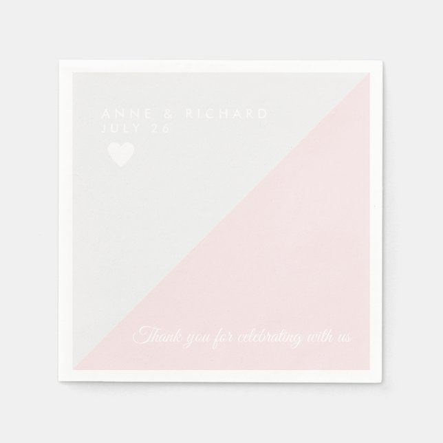 Serviette En Papier Juste un simple gris clair rose pâle (Devant)