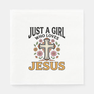 Serviette En Papier Juste une fille qui aime Jésus Floral Cross Shirt_