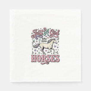 Serviette En Papier Juste Une Fille Qui Aime Les Chevaux Design Vector