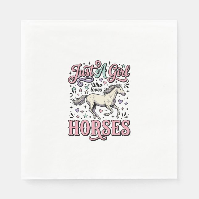Serviette En Papier Juste Une Fille Qui Aime Les Chevaux Design Vector (Devant)
