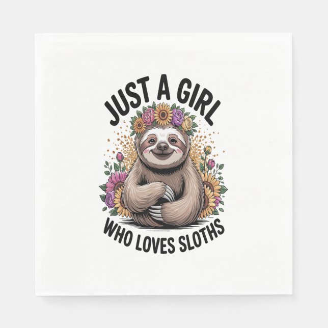 Serviette En Papier juste une fille qui aime les paresseux (Devant)