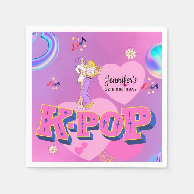 Serviette En Papier K-Pop Music Star Coréen Pop Thème Anniversaire (Devant)