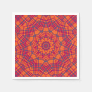 Serviette En Papier Kaleidoscope Carreaux Orange et Violet