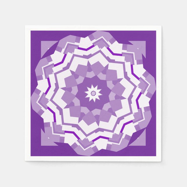 Serviette En Papier Kaleidoscope violet/blanc (Devant)