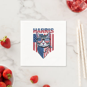 Serviette En Papier Kamala Harris pour le président 2024 Funny Cat