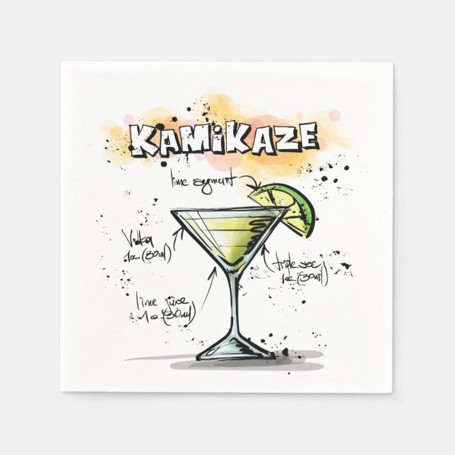 Serviette En Papier Kamikaze Drink Recette Cocktail Napkin (Devant)