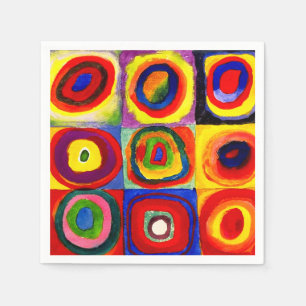 Serviette En Papier Kandinsky Farbstudie Cercles Carré Quadrate Art
