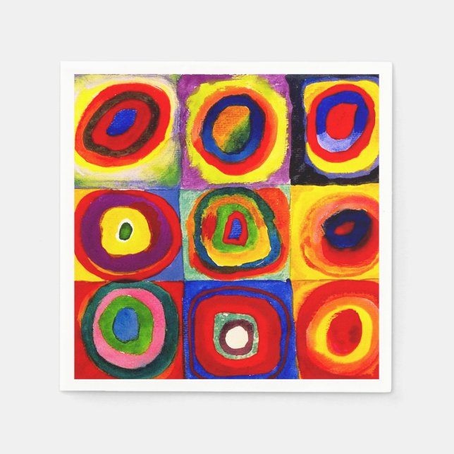 Serviette En Papier Kandinsky Farbstudie Quadrates Cercles Art  (Devant)