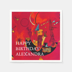 Serviette En Papier Kandinsky Mit Gegen Rouge Abstrait Joyeux annivers