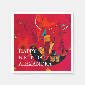 Serviette En Papier Kandinsky Mit Gegen Rouge Abstrait Joyeux annivers