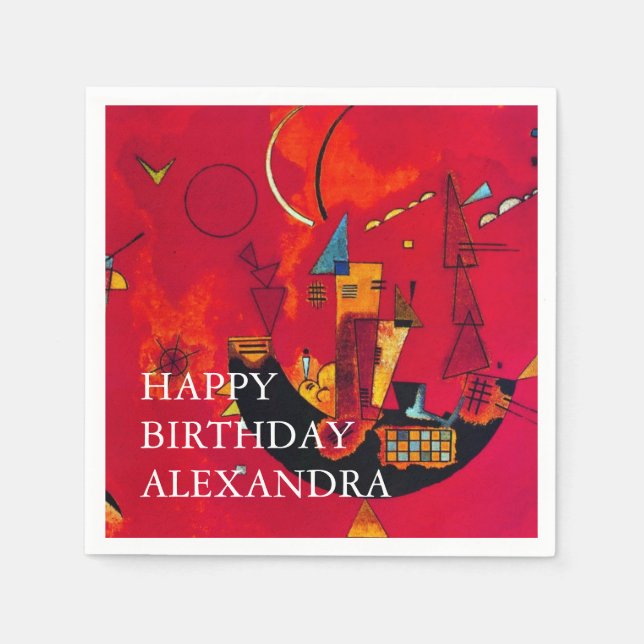Serviette En Papier Kandinsky Mit Gegen Rouge Abstrait Joyeux annivers (Devant)