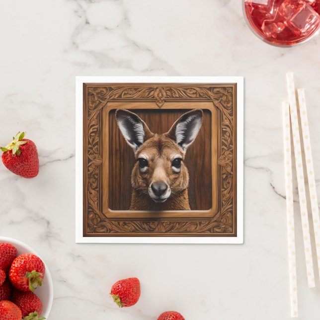 Serviette En Papier Kangaroo en bois 3D australien (En situation)