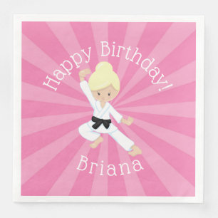 Serviette En Papier Karate Anniversaire Fête Blonde Coiffeuse Fille r