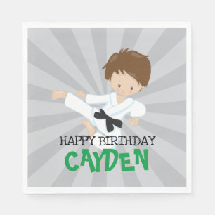 Serviette En Papier Karate boy green Martial Arts Anniversaire