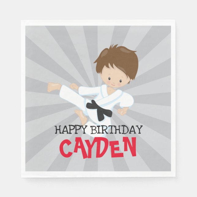 Serviette En Papier Karate boy rouge Martial Arts Anniversaire (Devant)