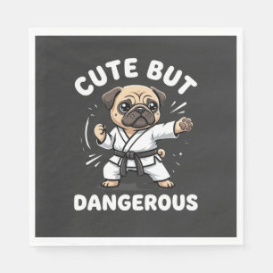 Serviette En Papier Karate de pug mignon mais dangereux