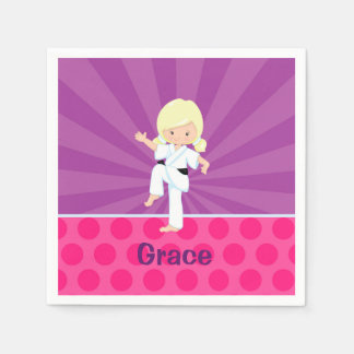 Serviette En Papier Karate Kid Girl Purple Rays Napkin Blonde