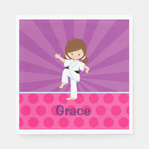 Serviette En Papier Karate Kid Girl Purple Rays Napkin Brown