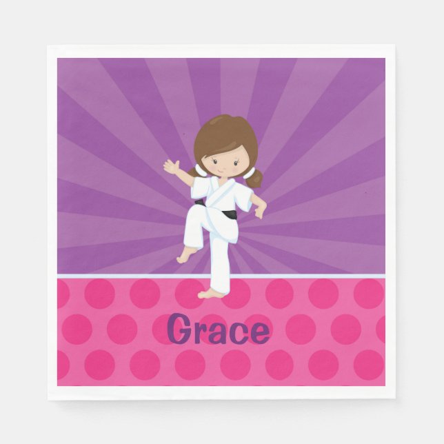 Serviette En Papier Karate Kid Girl Purple Rays Napkin Brown (Devant)