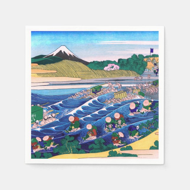 Serviette En Papier Katsushika Hokusai - Fuji from Kanaya on Tokaido (Devant)