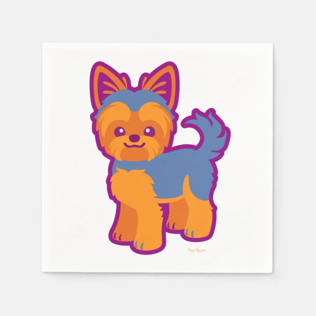 Serviette En Papier Kawaii Cheveux courts Yorkie Cartogramme Chien (Devant)