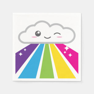 Serviette En Papier Kawaii Cloud et Rainbow Napkins
