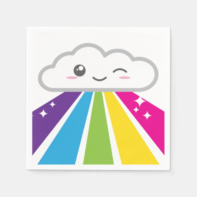 Serviette En Papier Kawaii Cloud et Rainbow Napkins (Devant)