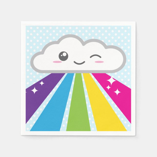 Serviette En Papier Kawaii Cloud et Rainbow Napkins (Devant)