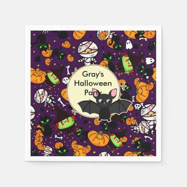 Serviette En Papier Kawaii Cute Halloween Invitations personnalisés (Devant)