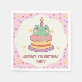 Serviette En Papier Kawaii Frog gâteau d'anniversaire personnalisé