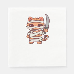 Serviette En Papier Kawaii Halloween chat maman avec épée classique T-