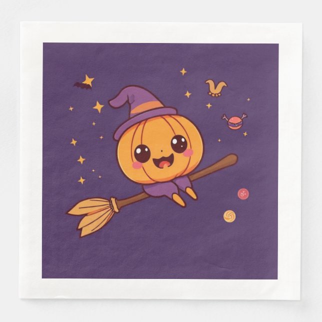 Serviette En Papier Kawaii Halloween Citrouille Napkin (Devant)