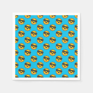 Serviette En Papier Kawaii Joyeux soleil avec lunettes de soleil
