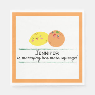 Serviette En Papier Kawaii Lemon et Fête des mariées à thème Citrus or