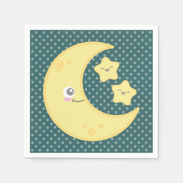 Serviette En Papier Kawaii Lune et Stars serviettes (Devant)