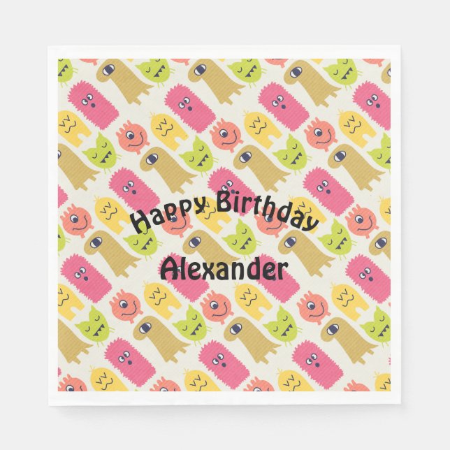 Serviette En Papier Kawaii Monster Annithday Party Napkin (Devant)