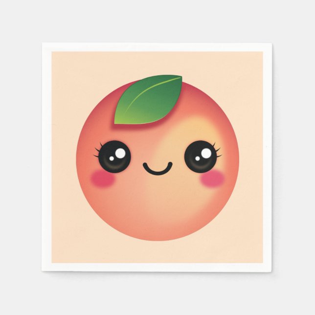 Serviette En Papier Kawaii Peach Napkins (Devant)