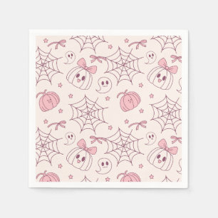 Serviette En Papier Kawaii Pink Halloween Ghosts & Citrouille (2)
